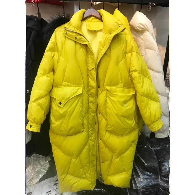 

[EWQ]Leisure Ultra Light Outerwear Coats Sweet Long Sleeve Oversize White Duck Down Long Thick Down Jacket 2019 Autumn New QK926