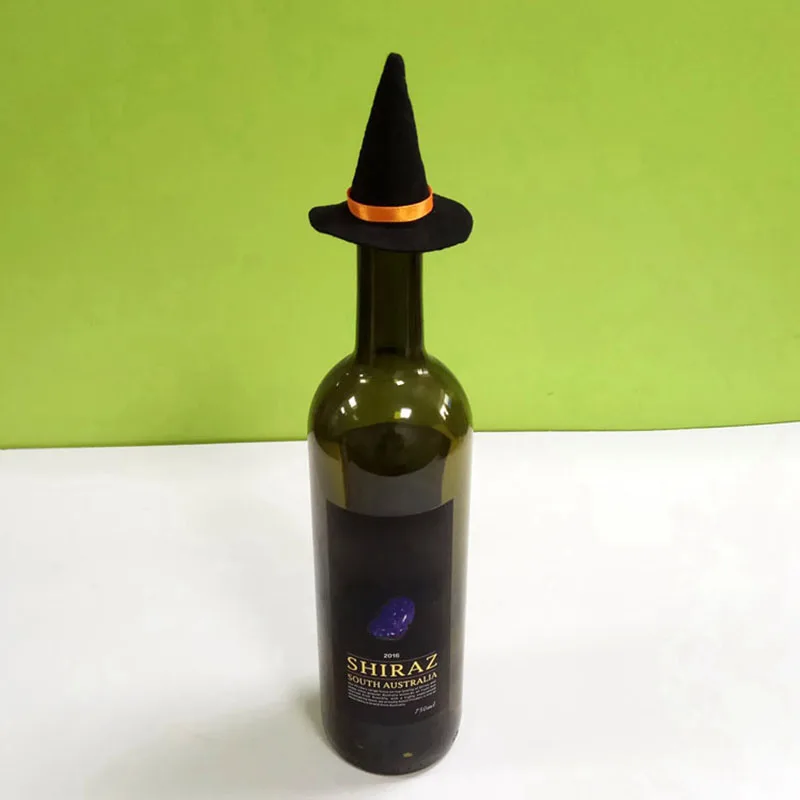 

Best 10Pcs Wine Bottle Cover Mini Halloween Witch Hat Festival Party Decoration Halloween Gift Ornament