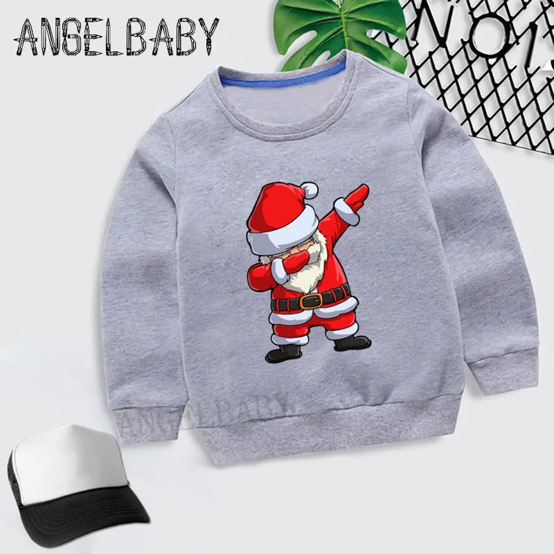 Новинка года; осенний свитер для мальчиков и девочек; детские толстовки с капюшоном с изображением Санта-Клауса; топы для детей; одежда; KYT5112 - Цвет: 5112C-Gray