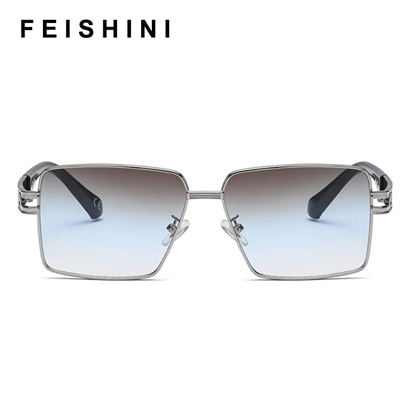 

FEISHINI Big Square Men Sunglasses Women Brand Party Retro Colorful Celebrity Glasses Man Fashion Goggle Eyeglasses Brown COOL