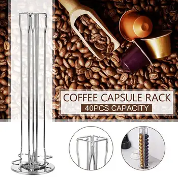 

40 Cups Iron Coffee Capsule Holder Tower Stand Practical 360° Rotating Rack Storage Coffee Pods Shelve Organization 375mm