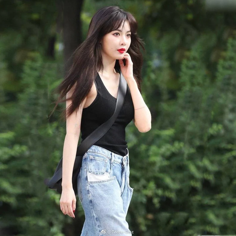 Kpop Ким Хюн в том же уличном стиле светло-голубые джинсы для женщин со средней талией свободные широкие брюки прямые джинсовые брюки