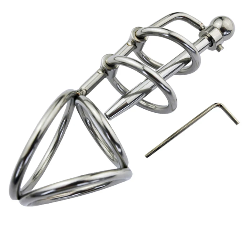 Scrotum Bondage Cock Rings Stainless Steel Chastity Urethral Plug Penis Insert Toy Urethral Sound Dilator Sex Toys For Men