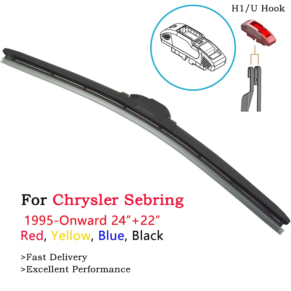 

HESITE Color Hybrid Windshiel Wiper Blades For Chrysler Sebring Cabrio Convertible 2001 2002 2004 2005 2006 2007 2008 Red Wipers