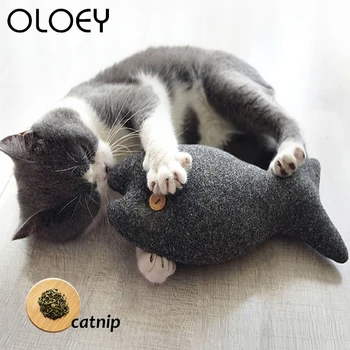 

Soft Plush Pet Toys for Cat Fish Shape Teeth Grinding Catnip Interactive Gifts Stuffed Pillow Pet Kitten Chewing Playing Supplie