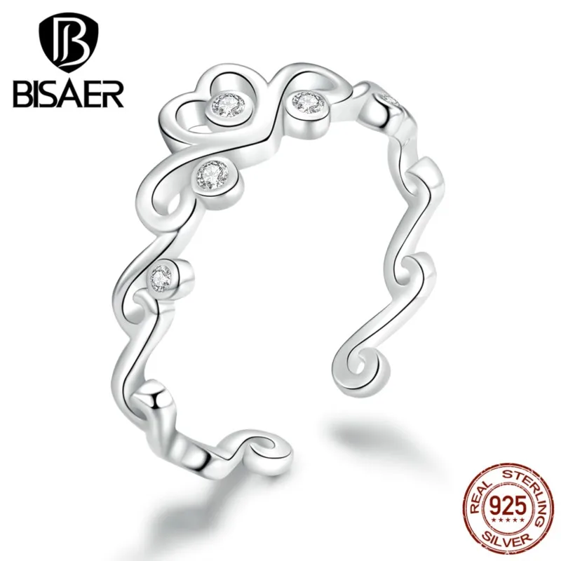 Crown Anel BISAER 925 Sterling Silver Rings Princess Finger For Women Wedding Engagement Statement Jewelry EFR105 | Украшения и