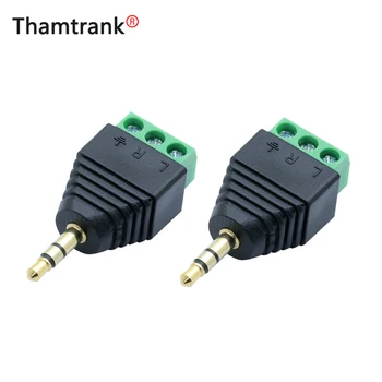 

10sets 3.5mm 3ploe 1/8 Inch Stereo Male Plug to AV Screw Video Balun Terminal Jack 3.5 mm Male 3 pin Terminal Block Plug