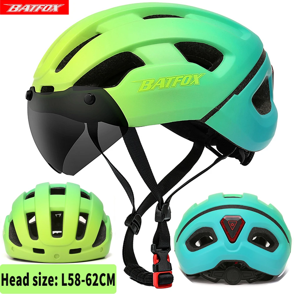 Fietshelm Met Led Licht Usb Oplaadbare Achterlicht Blauw Fietshelmen Voor  Mannen Racefiets Kask Veiligheid Helm Met Bril - AliExpress Sports \u0026  Entertainment