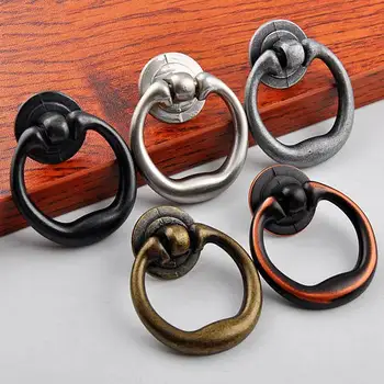 

Drawer Pulls Drop Dresser Knobs Ring Pull Kitchen Cabinet Door Handles Knob Antique Black Brass Silver Brushed Nickel Cupboard