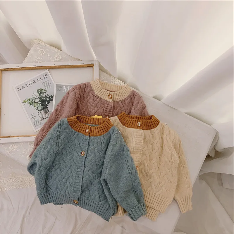 New Cotton Kids Cardigan Boys Girls Children's Knit Cardigan Sweaters Autumn Winter Thicken Kids Knitwear Coats LZ298