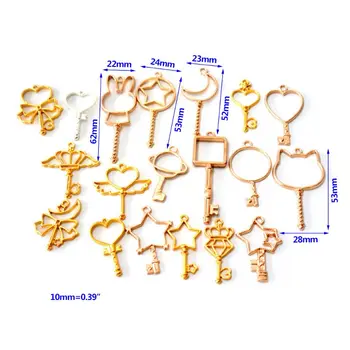 

19pcs/set Key Star Moon Metal Frame Charm Pendant Bezel Setting UV Resin Epoxy Jewelry DIY Charm Accessories Handmade Y4QB