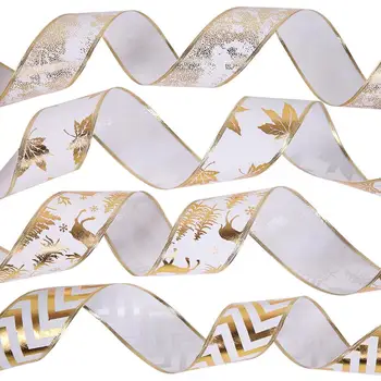 

Champagne Maple Leaf Christmas Gift Birthday Wedding Decoration Wrapping Ribbon