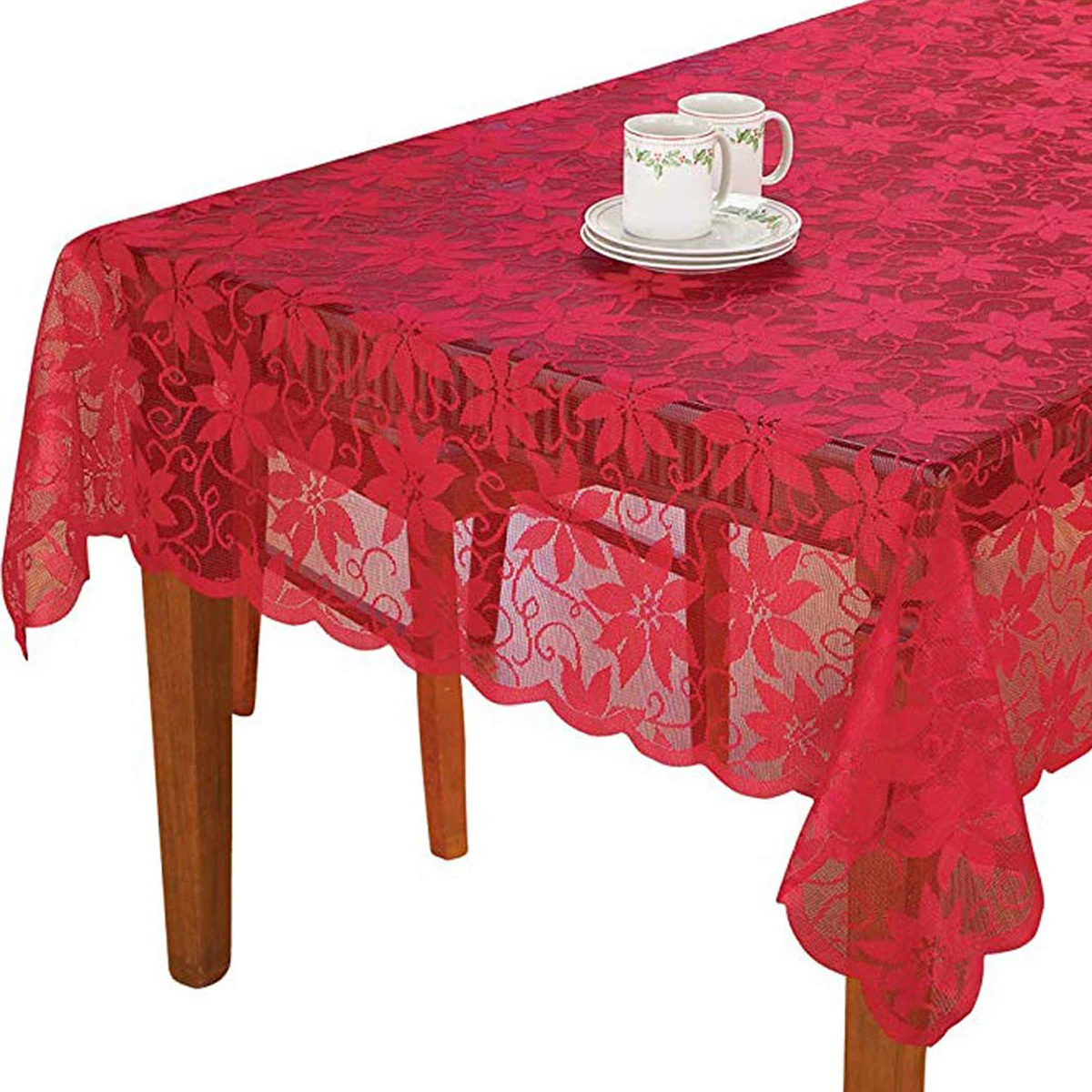Lace Round Table Cloth Cover Floral Tablecloth Wedding Party Table cloth Home Decor Red White