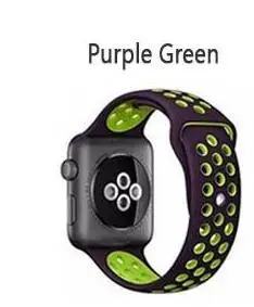 purple green Новое поступление резиновый спортивный ремешок для iwatch 4 3 2 1 ремешок для apple watch 42 мм 38 мм 40 мм 44 мм серия 5 - Цвет ремешка: purple green