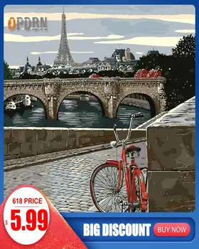 

OPDBN Wall Art Canvas Painting by Number Posters Handpainted Oil Painting Picture for Living Room Home Decor No Frame