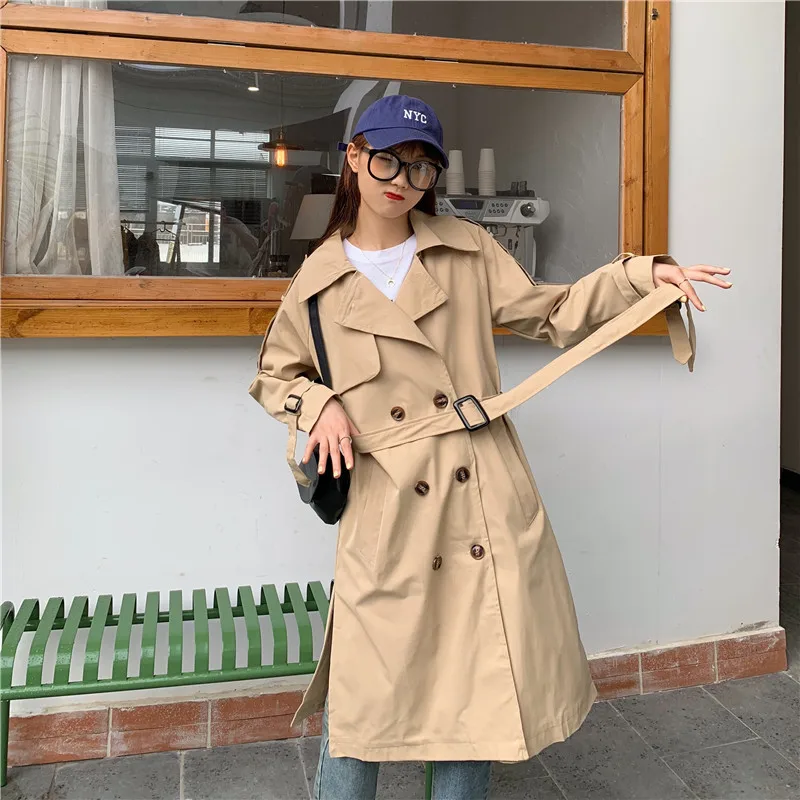 Photo Shoot Autumn Clothing New Style Popular Trench Coat Women's Loose-Fit Mid-length over-the-Knee British Style Early Au