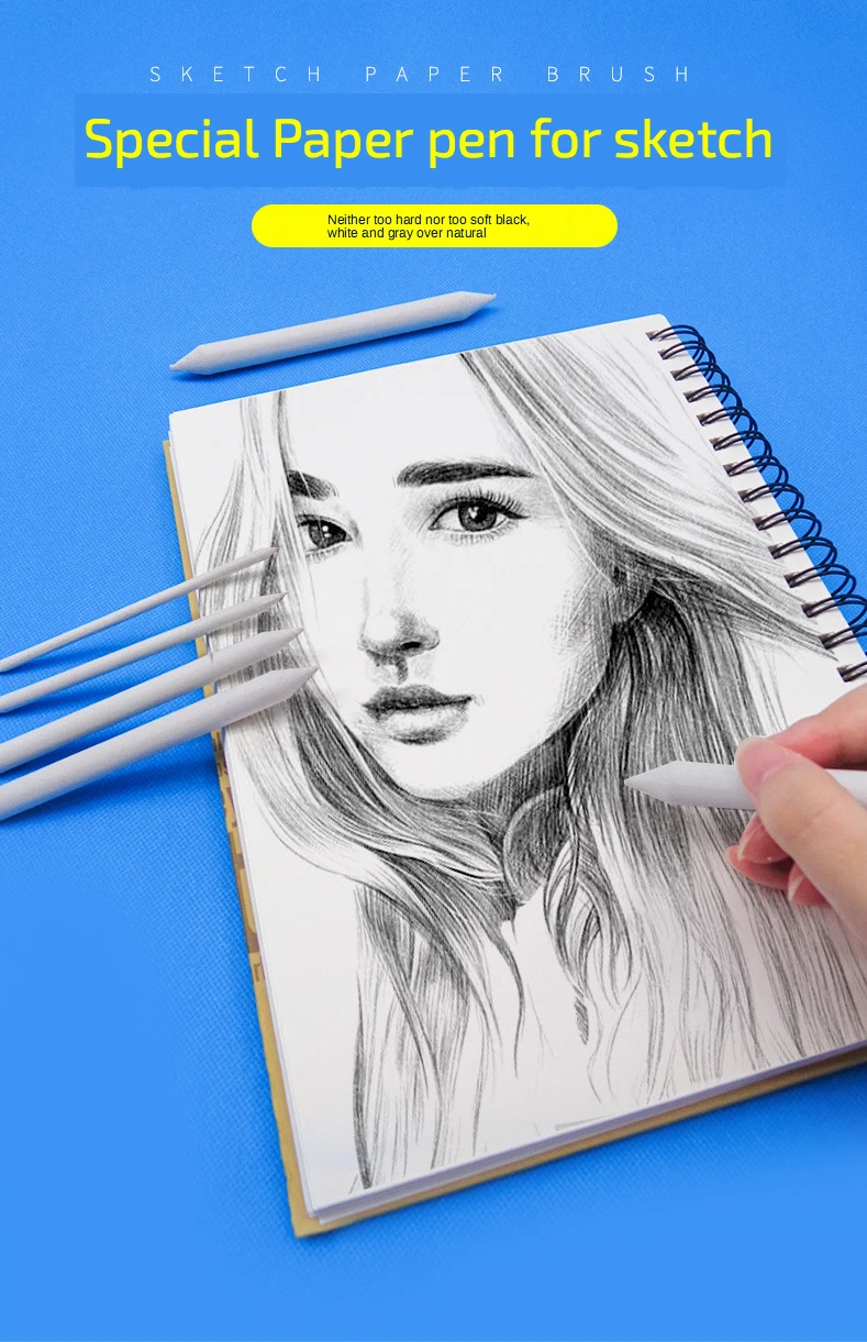 White Paper Pencil Sketch Drawing  White Charcoal Pencils Drawing -  3/6pcs/set Stick - Aliexpress