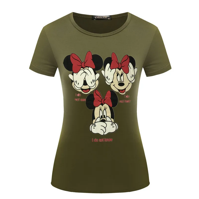 Новая Милая рубашка с мышкой из мультфильма женская модная повседневная рубашка белого и черного цвета для девочек Женская летняя футболка Удобная - Color: NO.2