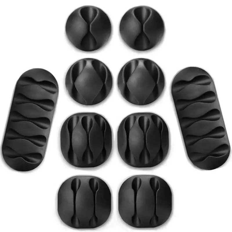 

Top-Cable Organizer,10 Pack of Cord Management System, Black Cable Clips for Charging and Mouse Cord