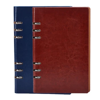

A5 Paper Notebook, Six-Hole Loose-Leaf Office Stationery Business Spiral PU Diary Notebook (2 Copies)