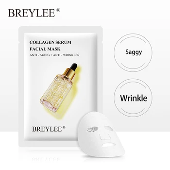 

BREYLEE Facial Sheet Mask Collagen 24K Gold Serum Anti Aging Wrinkle Moisturizing Whitening Lifting Face Mask Skin Care 1pcs