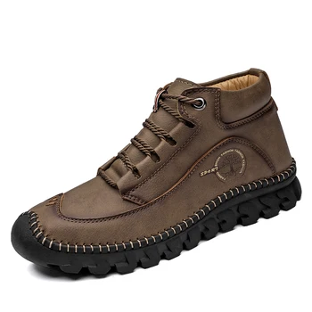 

Brand Men's Boots Comfortable Men Ankle Boots Leather Men Motorcycle Boots Outdoor Men Trainers Boots Winter Shoes 39-48
