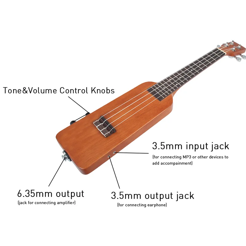 Наоми натуральный 23 дюймов Okoume Электрический Укулеле Ukelele Uke комплект с Gig Bag 3 5 мм
