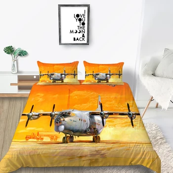 

Airport Dusk Bedding Set Aircraft Cool Fashion 3D Duvet Cover Soft King Queen Twin Full Single Double Unique Design Bed Set