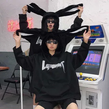 

NiceMix Anime Rabbit Ears Unisex Spring Autumn Hooded Jacket Sweatshirt Halloween Demon Rabbit Cosplay Costume Kawaii hoodie