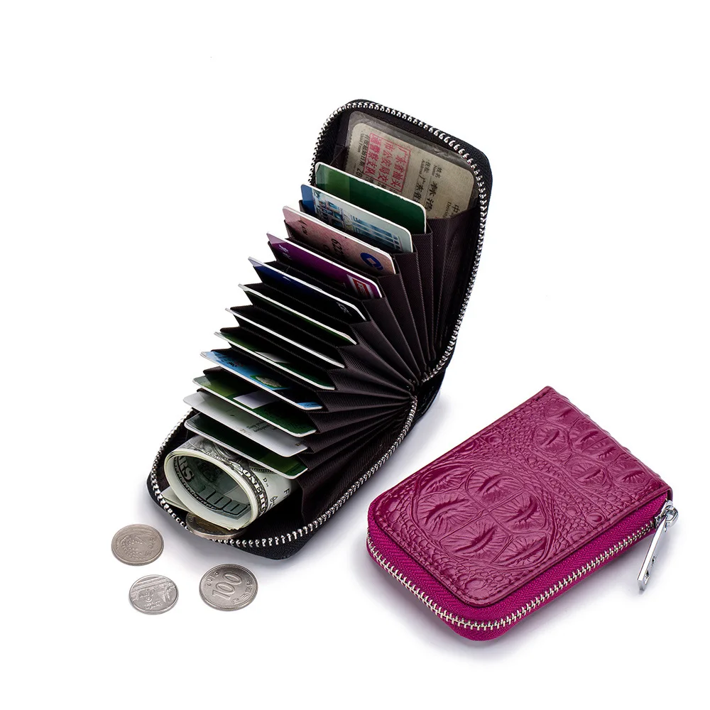 

Ladies'fashionable Cowhide Multi-card Men's Zipper Card Bag
