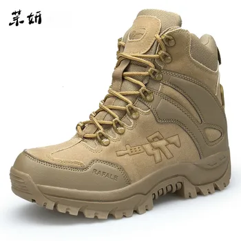 

2019 New Men's Military Boots Waterproof Tactical Boots Army Desert Combat Male Boots Outdoor High Ankle Shoes Big Sizes 46