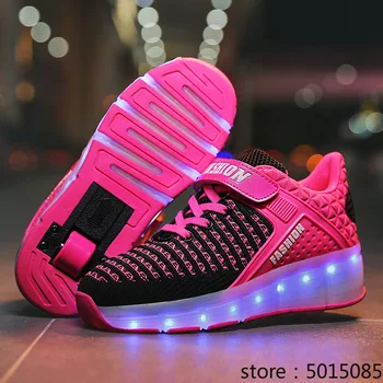 

Spring Blue Winter New Fly Woven Led Children's Light-emitting Wheel Shoes Heelys Skating Pulley One Single
