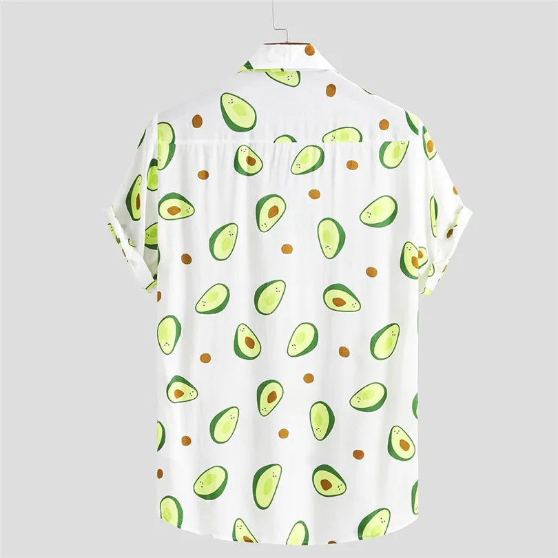 New Men Funny Fruit Avocado Printed Casual Shirts  2019 Summer Fashion Turn Down Collar Short Sleeve Casual Shirts #E26 (16)