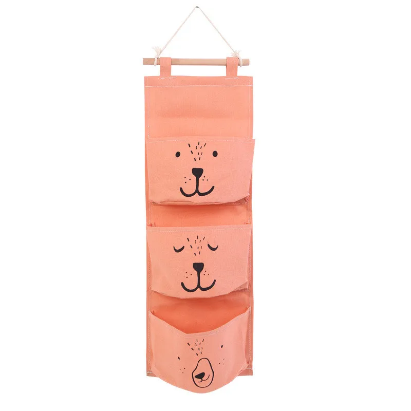 Три кармана, настенные сумки для ванной комнаты, хлопковый льняной шкаф, Детский кошелек для детской ванной, игрушки, книги, косметички, сумки для мелочей - Цвет: orange
