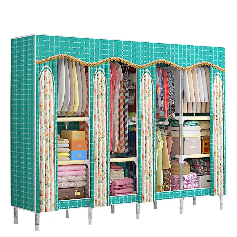 Wardrobe Simple Cloth font b Closet b font Cabinet Hanging Wardrobe Simple Steel Tube Thickening Reinforcement