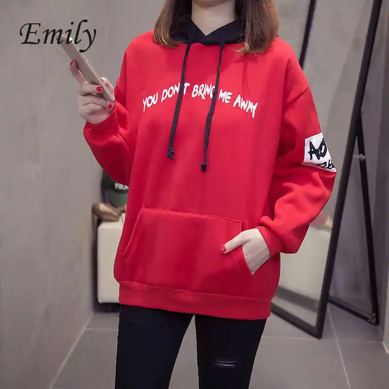 

Ins Women Hoodies Casual Sweatershirt Autumn Pullover Female Letter Print Pocket Ladies Hoodies Loose Fashion Tops Femme