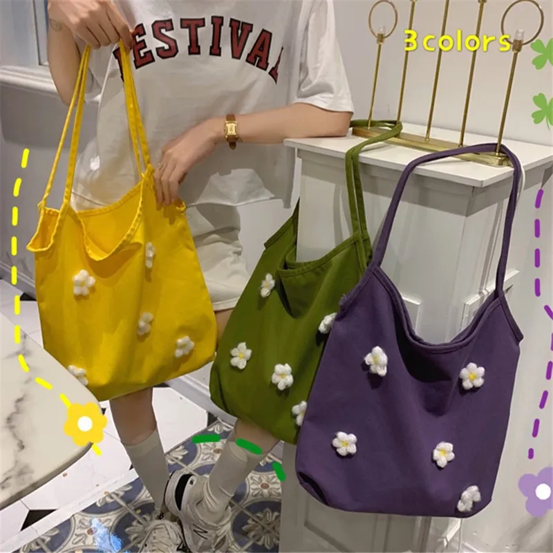 

2019 Summer Korean-style New Style WOMEN'S Dress Versatile INS Ultra-Fire Red Stereo Flower Single-shoulder Canvas Bag Hand