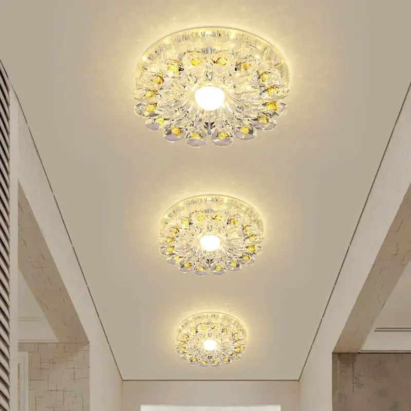 ceiling spotlights LukLoy Crystal Ceiling Downlight Modern Corridor LED Small Surfacef Mounted Down Light Balcony Embedded Spotlight Hall Spot Lamp spotlight ceiling light