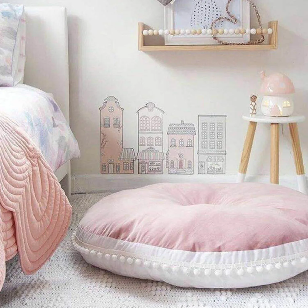 90CM Round Cushion Pad Home Decor Seat Kids Pillow Stuffed Thick Cotton Play Crwaling Mat Carpet Floor Rug Baby Room | Игрушки и хобби