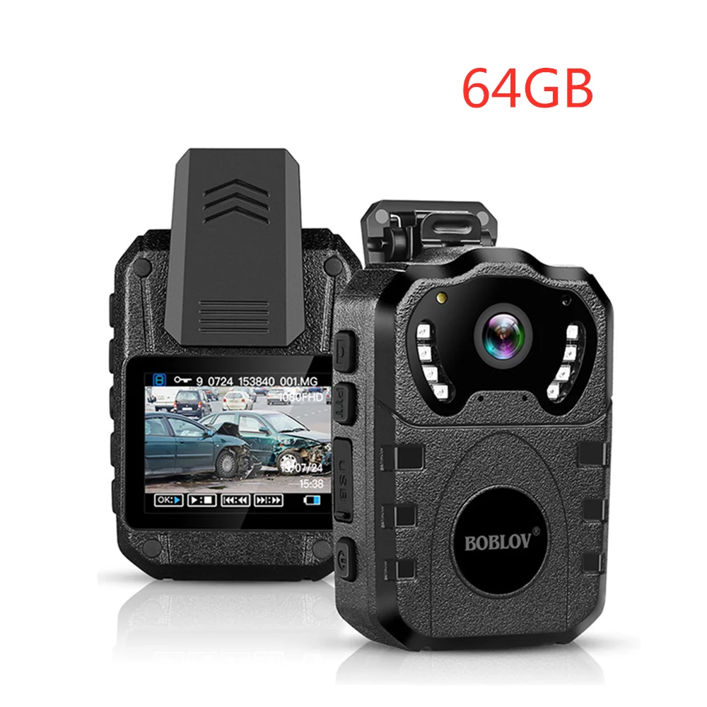 BOBLOV WN10 1080P HD тело камеры 32/64GB Портативный ИК Ночное видение полиции Камера 175 степень безопасности Мини Камера видеорегистратор Регистраторы - Цвет: built in 64GB