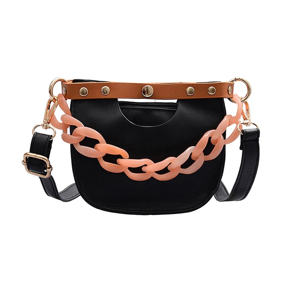 

Women Bag Shoulder Handbag Saddle Bag Rivet Composite Large Chain Fashion Wild Popular Casual 2020 Leather personality