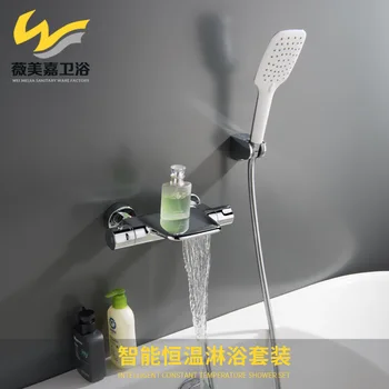 

it be carrying flower to asperse top spray shower chrome color refined copper thermostatic shower faucet, shower set