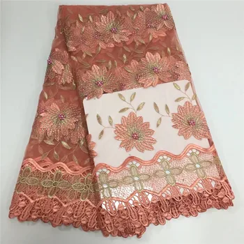 

African Lace Fabric 2019 High Quality Lace Nigerian Lace Fabric With Beads Embroidery Tulle French Lace for Women dress