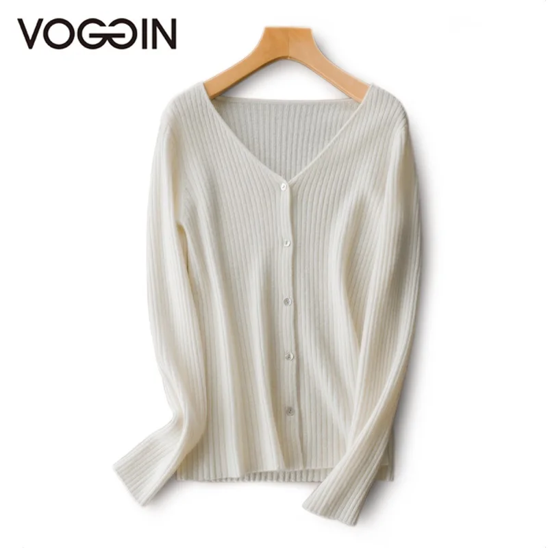 

VOGGIN Cashmere Cardigan sweater women V-neck long sleeves pure Cashmere 2020 Autumn Winter Warm Soft basic top new arrival 2020