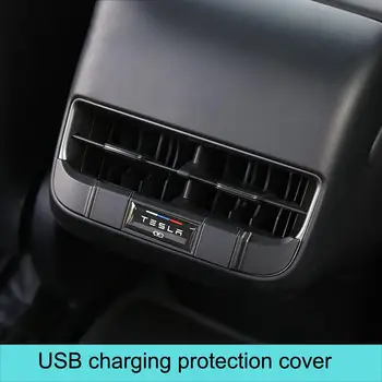 

Sticker Dustproof Cover ABS Protection Cover Waterproof Car Outlet Durable USB Charging Rear Air Outlet For Tesla Model 3