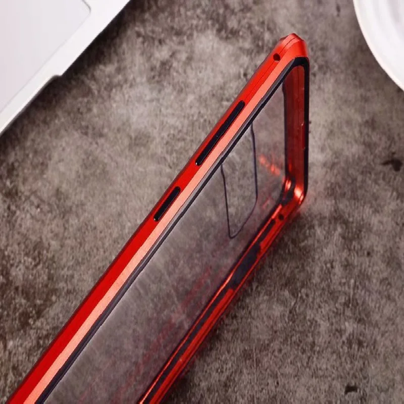 Magnetic Adsorption Case Luxury Back Full Cover Case Metal Magnetic Tempered Glass phone case for Samsung S8 S9 9 10 note 8 9