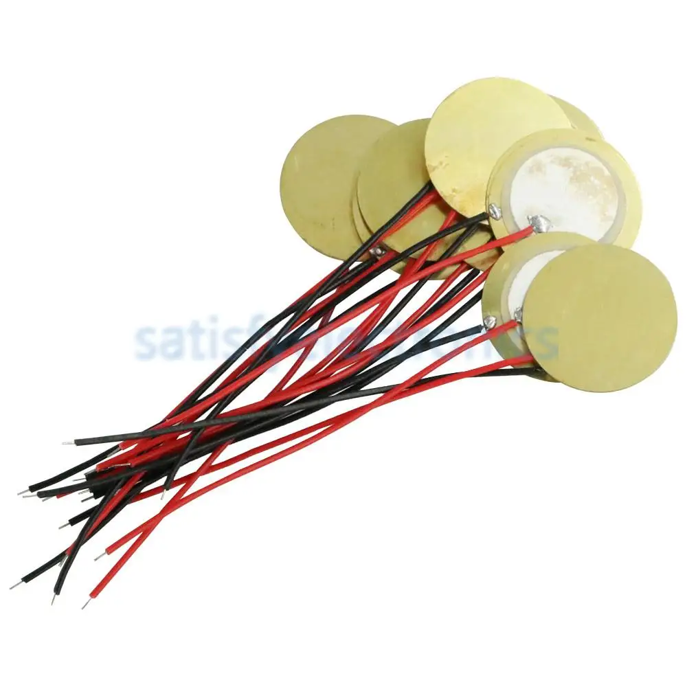 10pcs New 18mm Piezo Elements Sounder Sensor Trigger Drum Disc + Wire