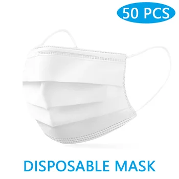 

50pcs Disposable Mask mascarillas 3-Layer Bacteria Proof Anti Flu Face Mask Respirator Protective Mouth Cover Dust Mask