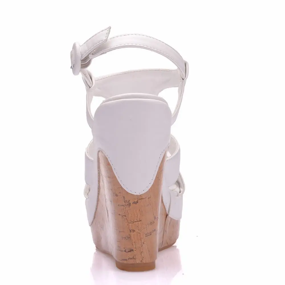 2021 New Women Wedge Sandals Summer Platform White Black Buckle Strap Peep Toe Thick Bottom Casual Ladies Roman Shoes H0163