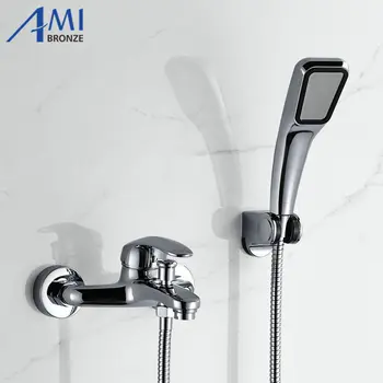 

Bathroom Faucets with Diverter Bath Tub Mixer Tap Faucet With Hand Shower Head Shower Faucet